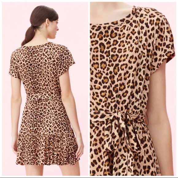 Rebecca Taylor Jersey Dress Leopard Print Size Medium - Picture 5 of 9